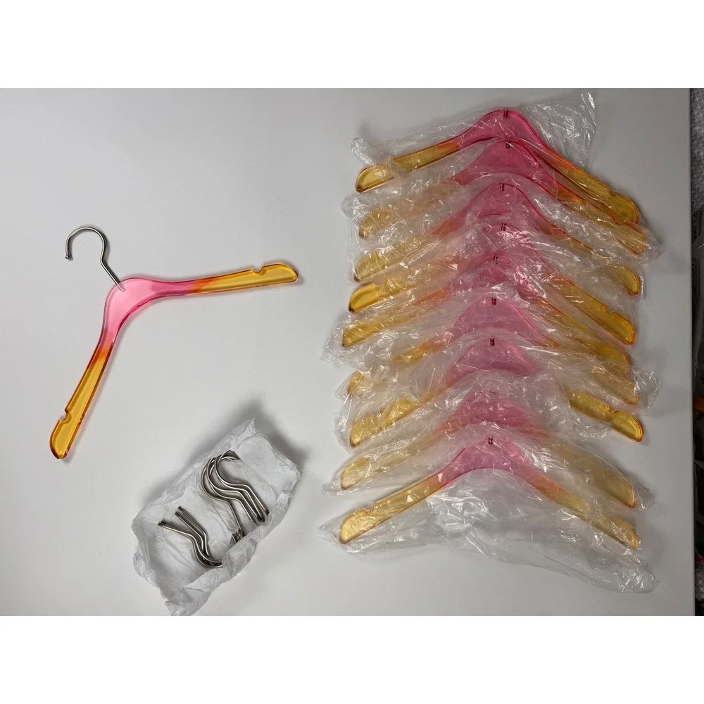 Acrylic Ombre‎ Hanger Set Pink Yellow Gradient Clothes Garment Organizer 10pc